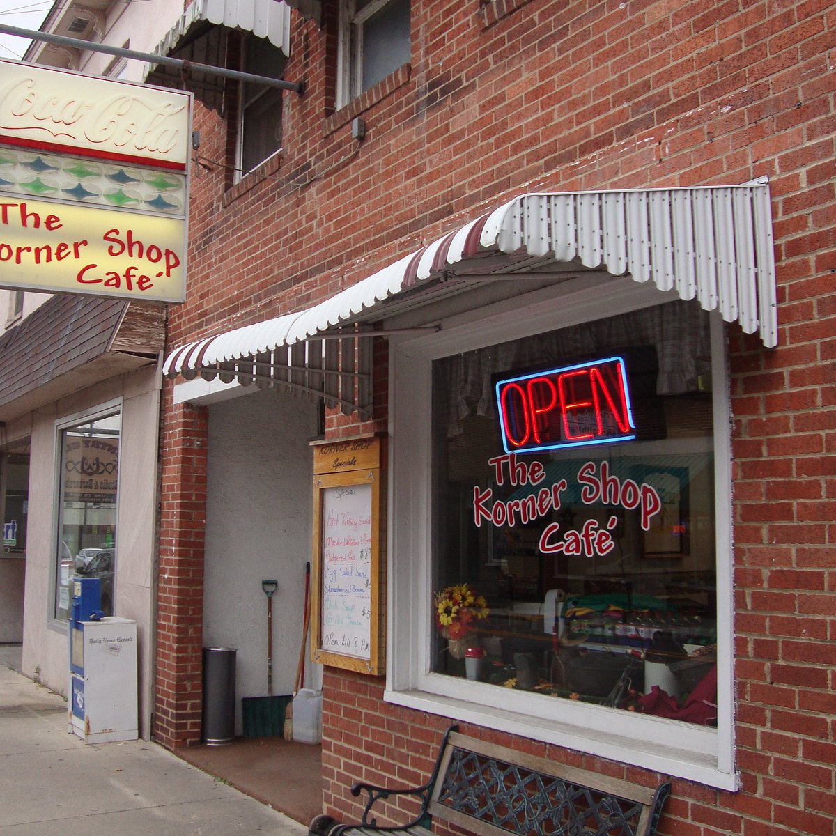 The Korner Shop Cafe storefront on Main Street in Franklin, West Virginia