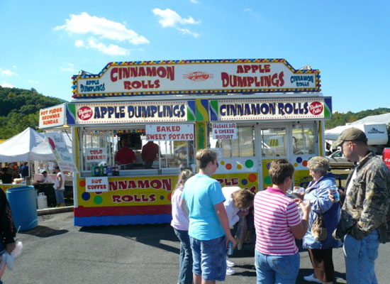 Food and vendor booths at the Treasure Mountain Festival